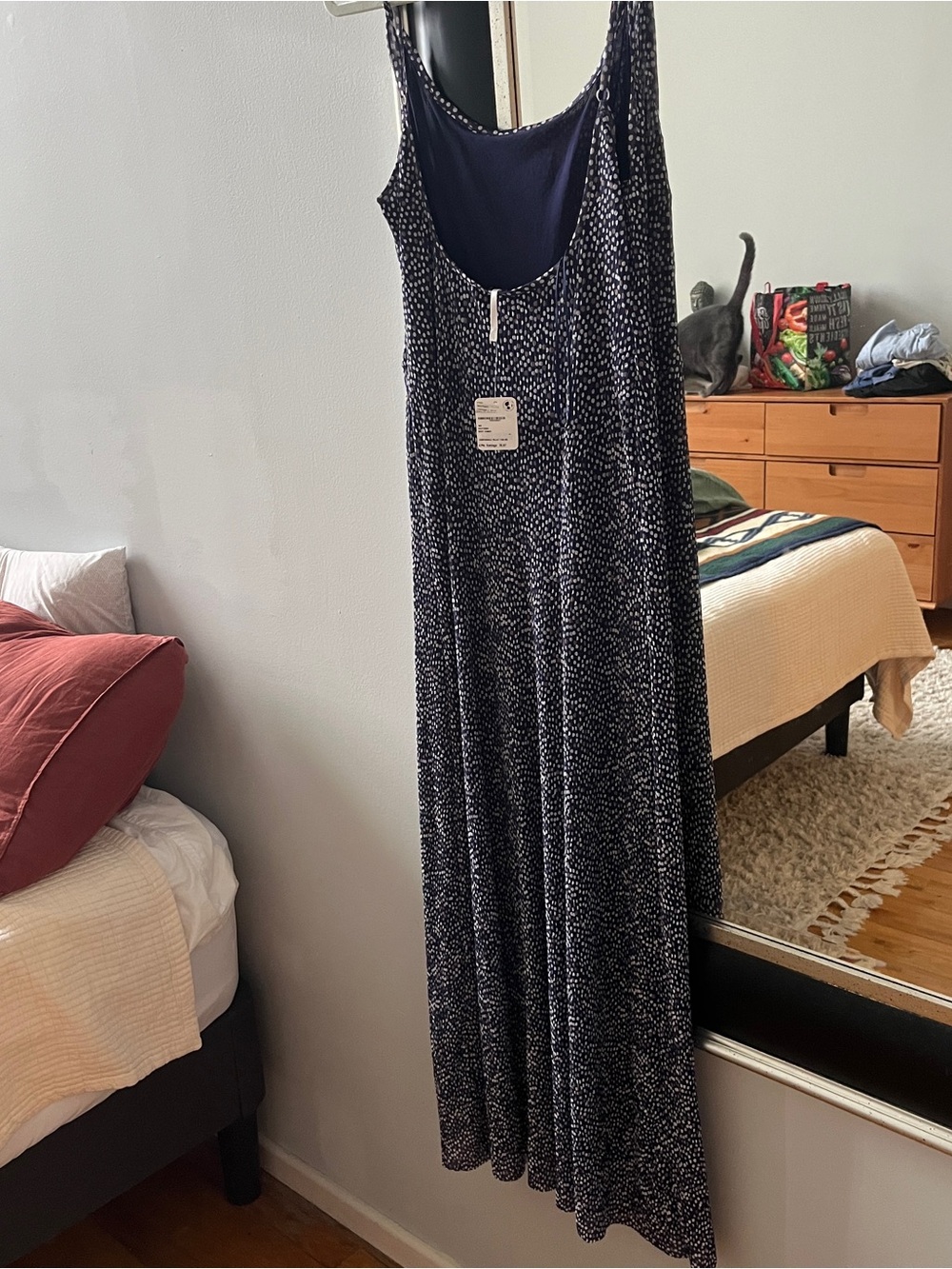 Free People Navy Speckle Slip Dress - Women's Sleeveless Maxi - Picture 3 of 4